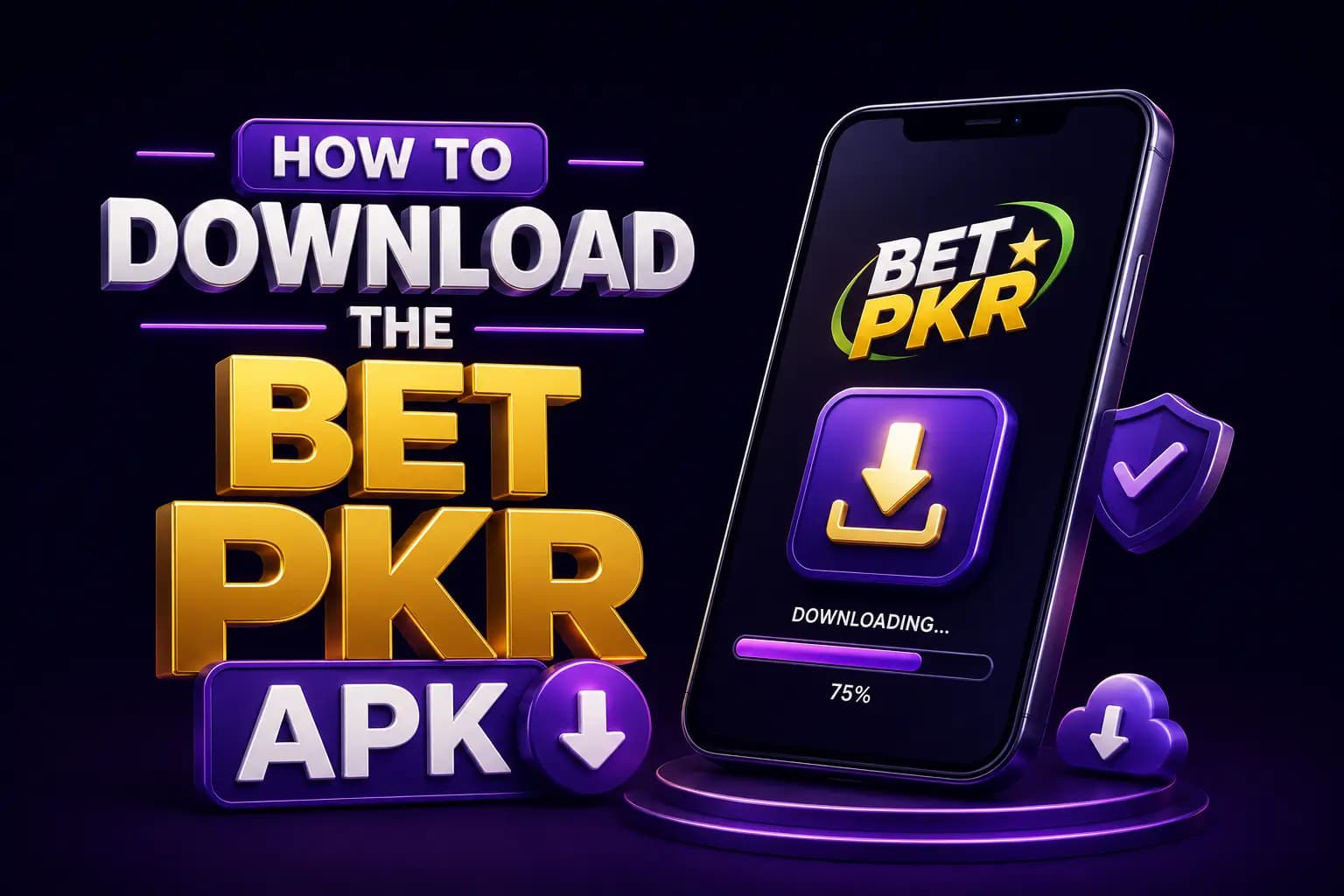 Bet PKR branded graphic showing a smartphone with the Bet PKR APK download screen