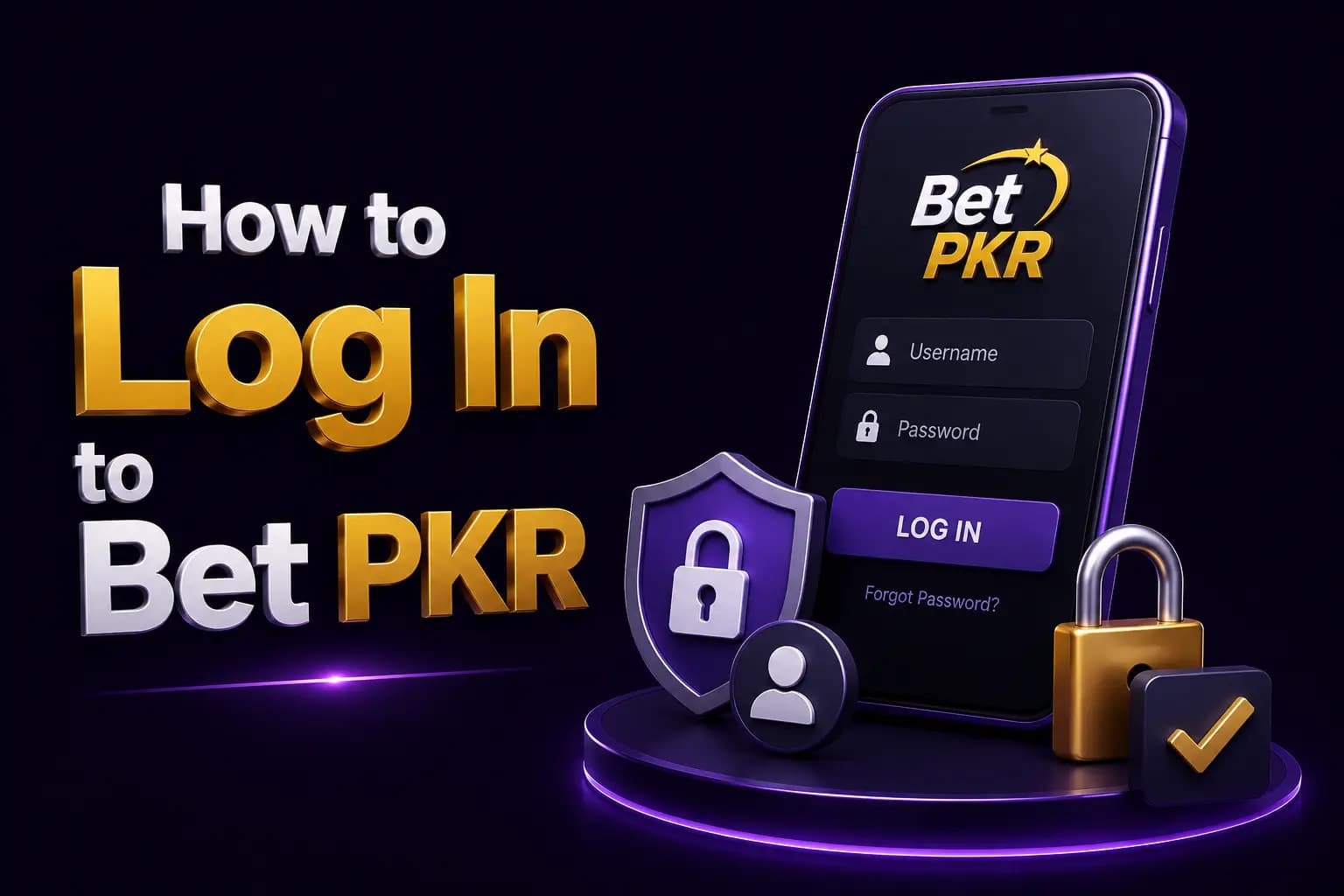 Bet PKR branded graphic showing a smartphone with the Bet PKR login screen