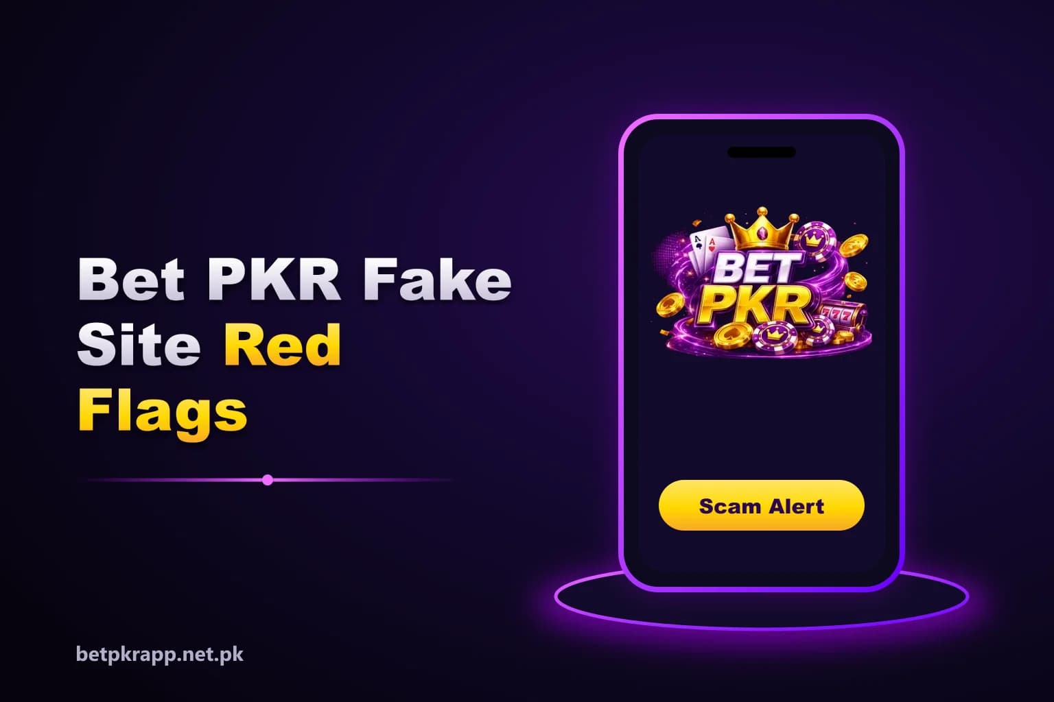 Betpkr fake site and fake agent red flags infographic with warning icons