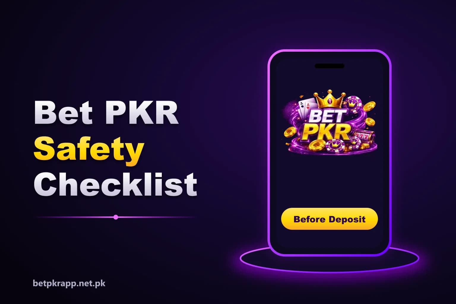 Is Betpkr safe checklist graphic with tick marks for steps to check before depositing