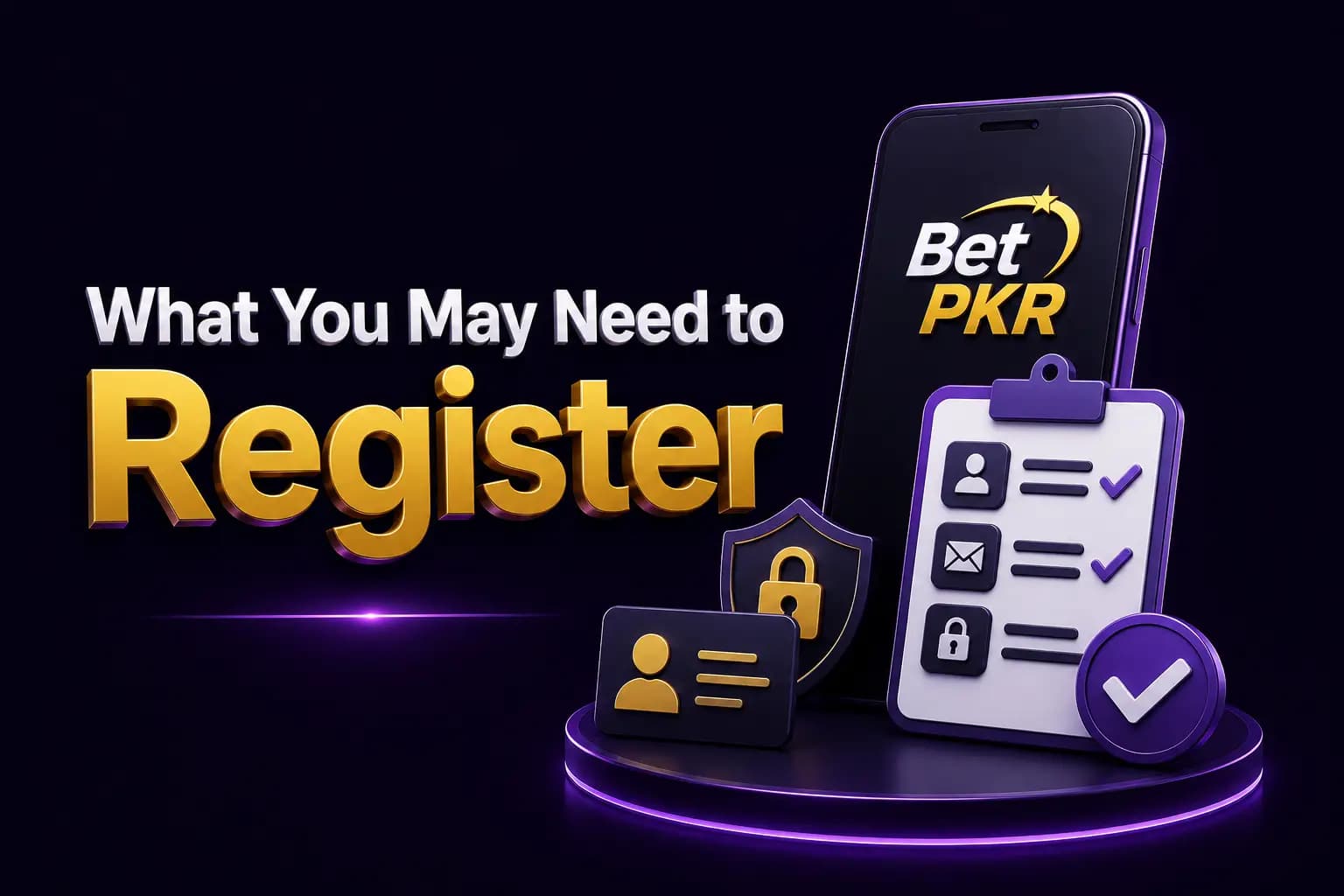 Bet PKR branded graphic showing a smartphone with the account registration form