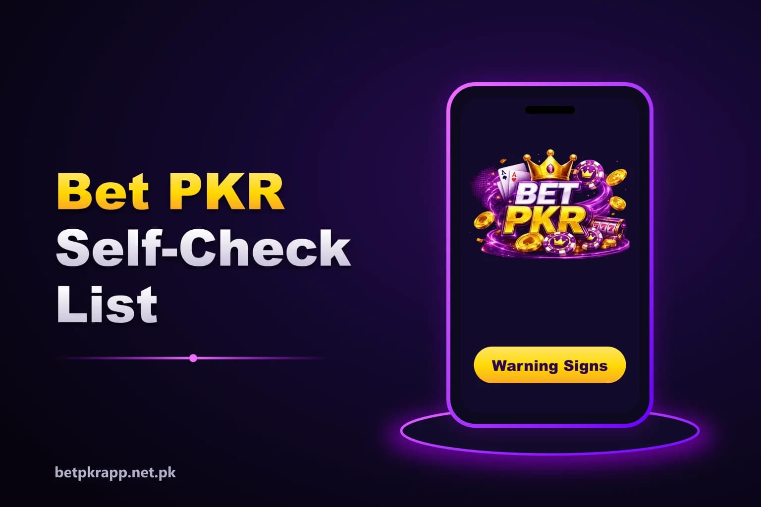 Betpkr addiction warning signs self-check list on a phone screen
